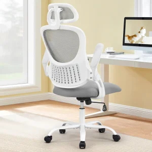 Ergonomic Office Computer Desk Chair Flip-up Arms Adjustable Headrests Lumbar Support